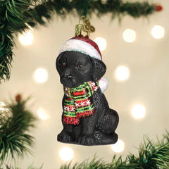 Holiday Black Lab Puppy Ornament By Old World Christmas, 3.75