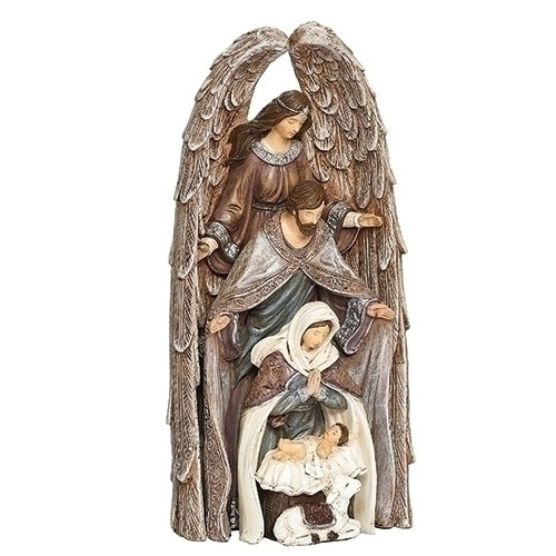 Nesting Holy Family With Angel, 11"