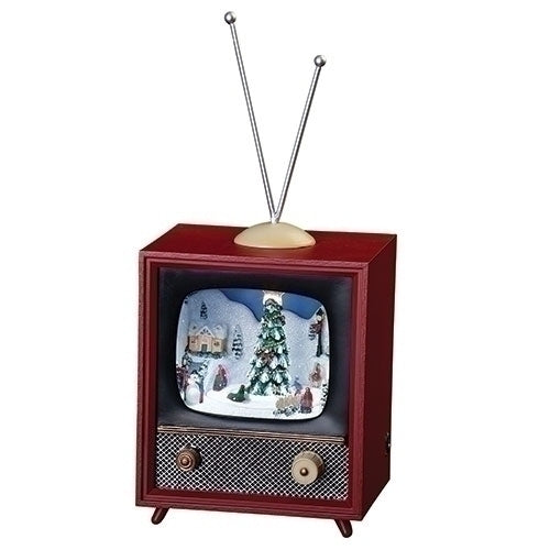 Musical LED TV with Skaters Going Around Figurine