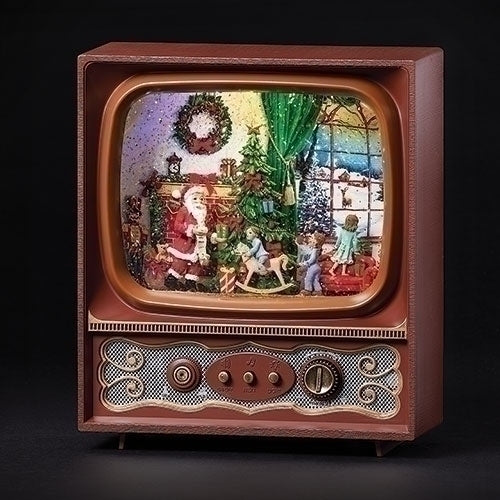 LED Musical Tv Santa W/Kids, 9.7" H