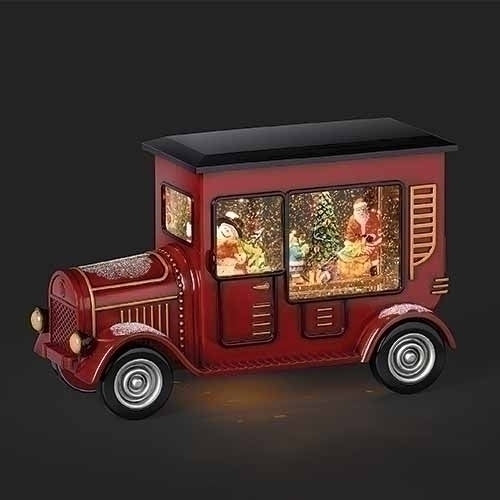 Santa in Red Truck with Snowman driving,  6"H