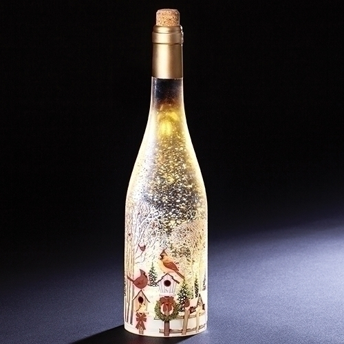 LED Lighted Wine Bottle With Swirling Glitter,12"