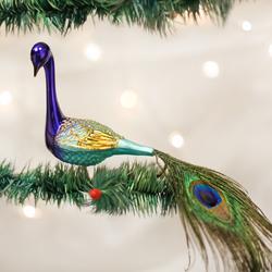 Magnificent Peacock Clip On Glass By Old World Christmas