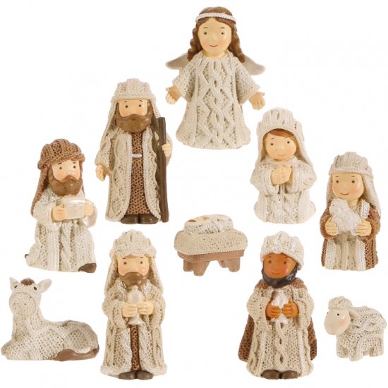Knit Nativity 10 Piece Set 2.5"