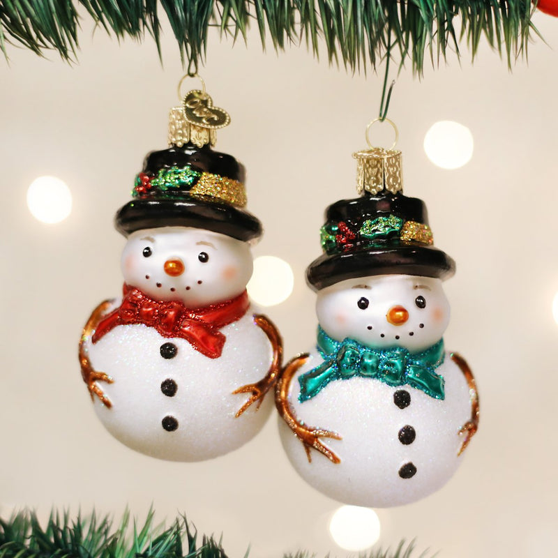Holly Hat Snowman Glass Ornament by Old World Christmas