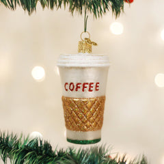 Coffee to Go Glass Ornament by Old World Christmas, 3.5