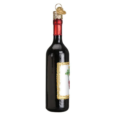 Red Wine Bottle Glass Ornament by Old World Christmas, 5"