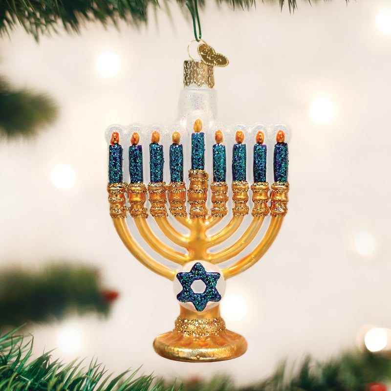 Menorah Glass Ornament by Old World Christmas, 5"