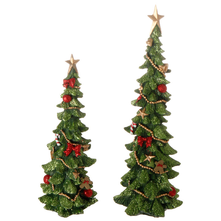 Christmas Tree decorated, Set of 2, 11.5"