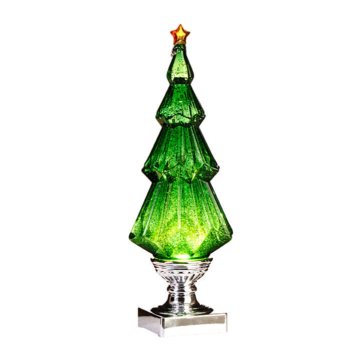 Lighted Tree With Swirling Glitter, 13.75"