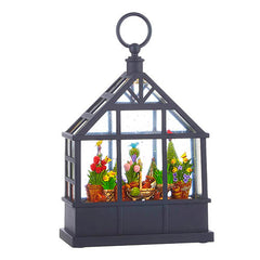 POTTED SPRING FLOWERS LIGHTED WATER GREENHOUSE, 9.5