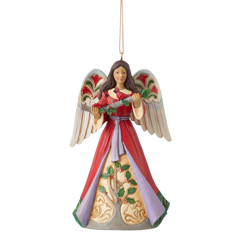 Jim Shore Angel with Holly and Cardinals Ornament, 5"