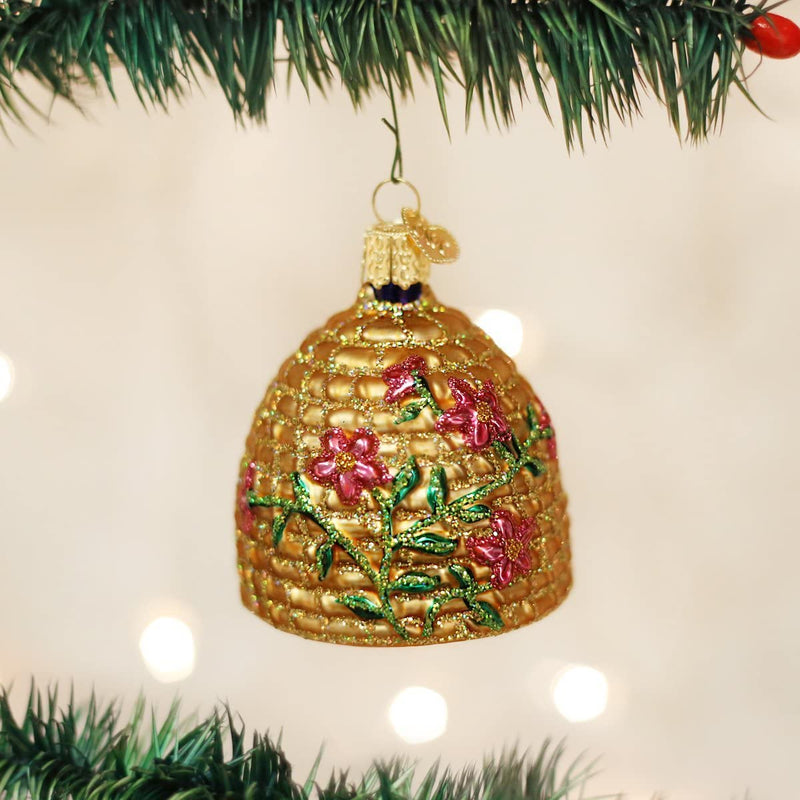 Bee Skep Glass Ornament by Old World Christmas, 2 3/4"