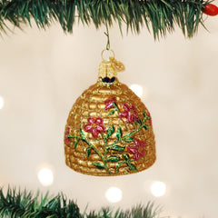 Bee Skep Glass Ornament by Old World Christmas, 2 3/4