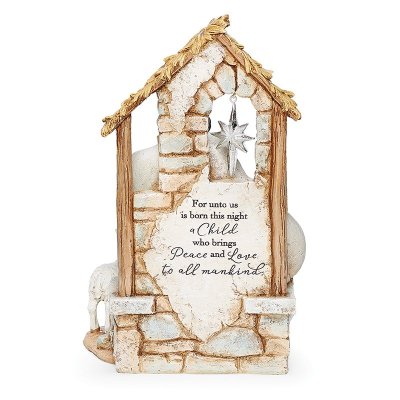 Holy Family With Stable & Star in Window, 9.25"