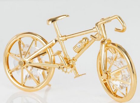 Bicycle Ornament, 24k Gold Plated w/ Swarovski Crystal