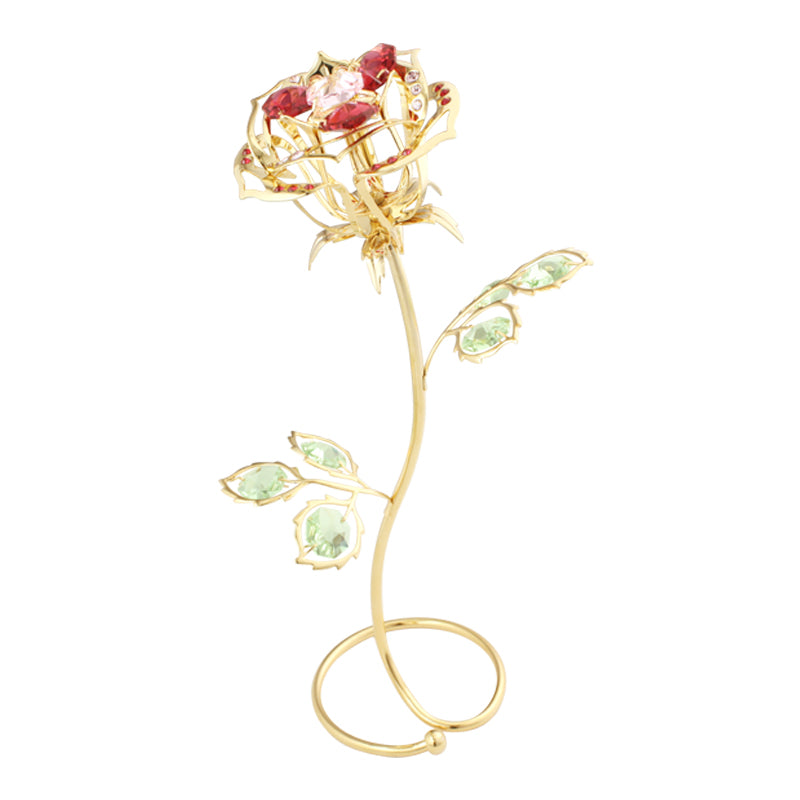 Rose 24K Gold Plated w/ Swarovski Crystal, Large 8.5"