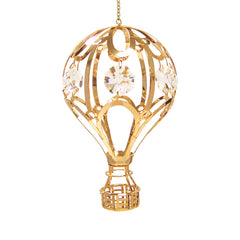 Hot Air Balloon ornament 24K Gold-Plated Hot Air Balloon w/ Swarovski Crystal