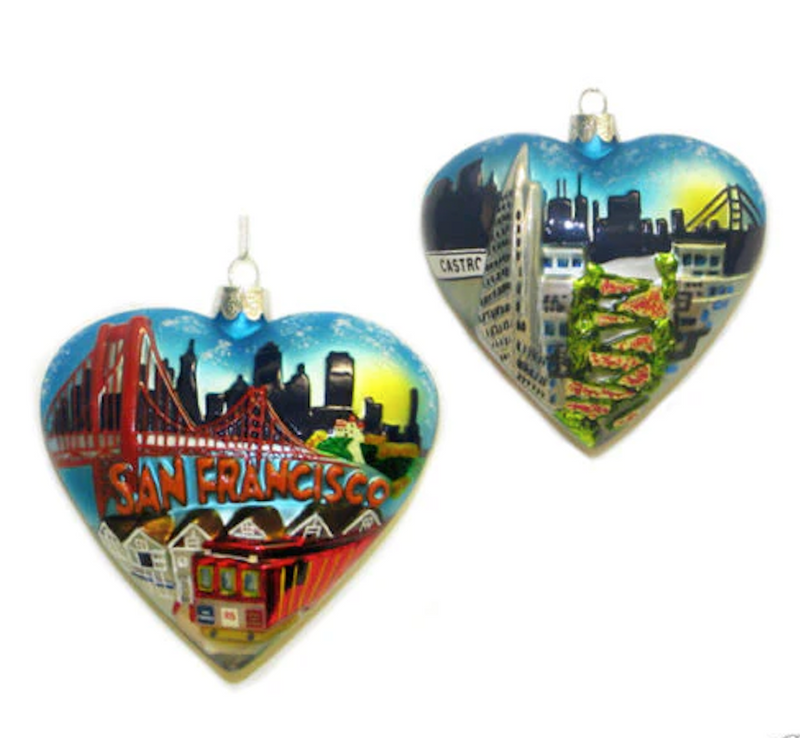San Francisco Heart City Scape Ornament 4"