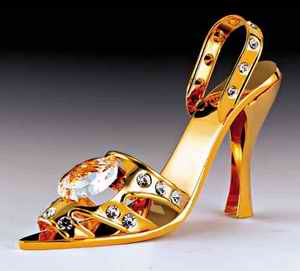Sandal High Heel Ornament, 24K Gold Plated w/ Swarovski Crystal