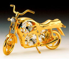 Motorcycle Ornament, 24K Gold Plated w/ Swarovski Crystal