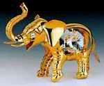 Elephant Baby Ornament, 24K Gold Plated w/ Swarovski Crystal, Small