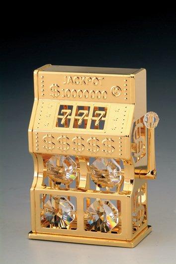 Slot Machine Ornament, 24K Gold Plated w/ Swarovski Crystal