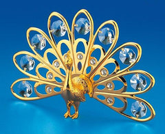 Peacock Ornament, 24K Gold Plated w/ Swarovski Crystal