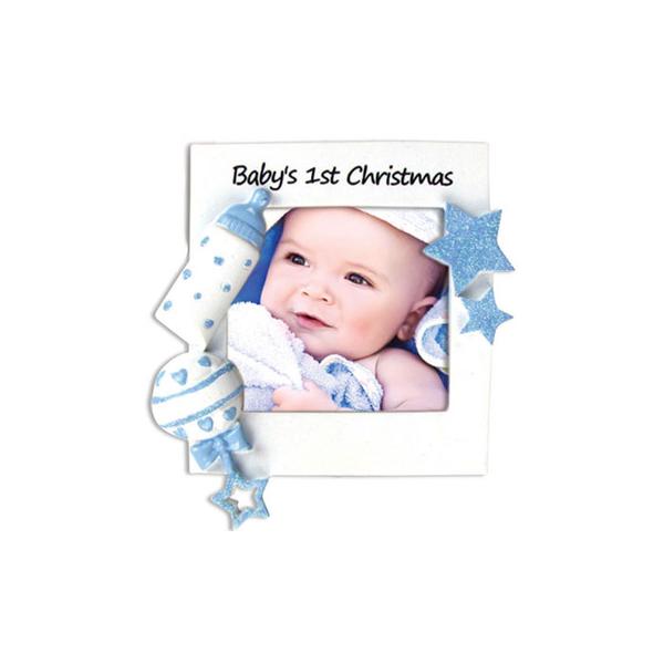 Baby's 1st Christmas Picture Frame Ornament - Blue