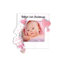 Baby's 1st Christmas Picture Frame Ornament- Pink