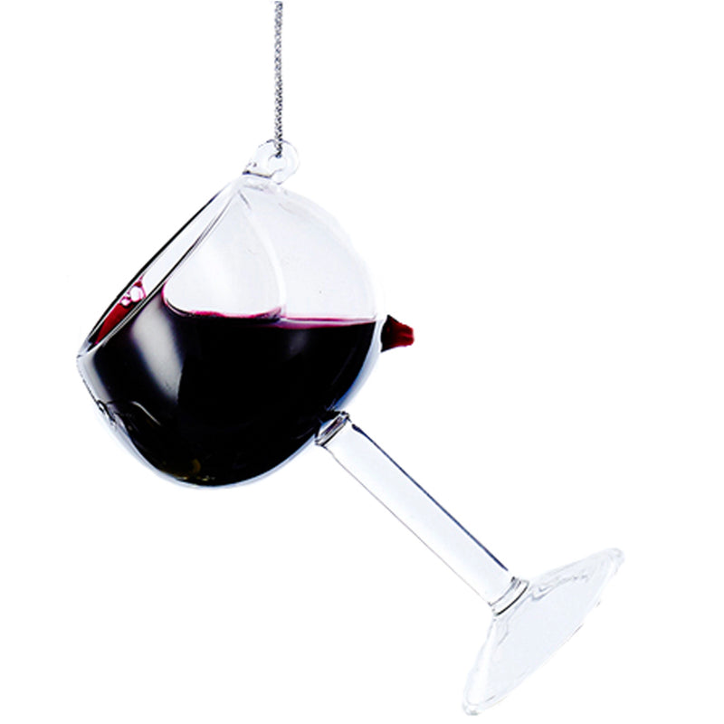 Red Wine Glass Ornament, 2.5"