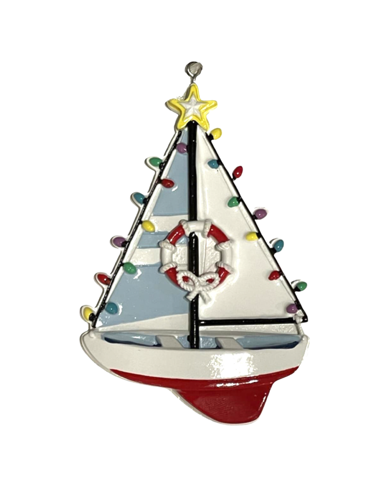 Sailboat with Lights Ornament, 5"