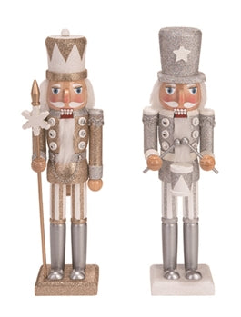 Wood Whimsical Nutcracker Gold & Silver, 15"