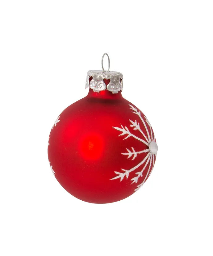 Red and White Decorated Glass Ball Ornaments, 15-Piece Box Set