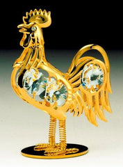 Rooster Ornament, 24K Gold Plated w/ Swarovski Crystal
