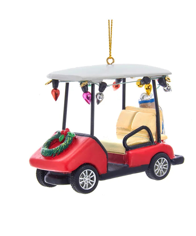Golf Cart Ornament with Wreath, 3.5"