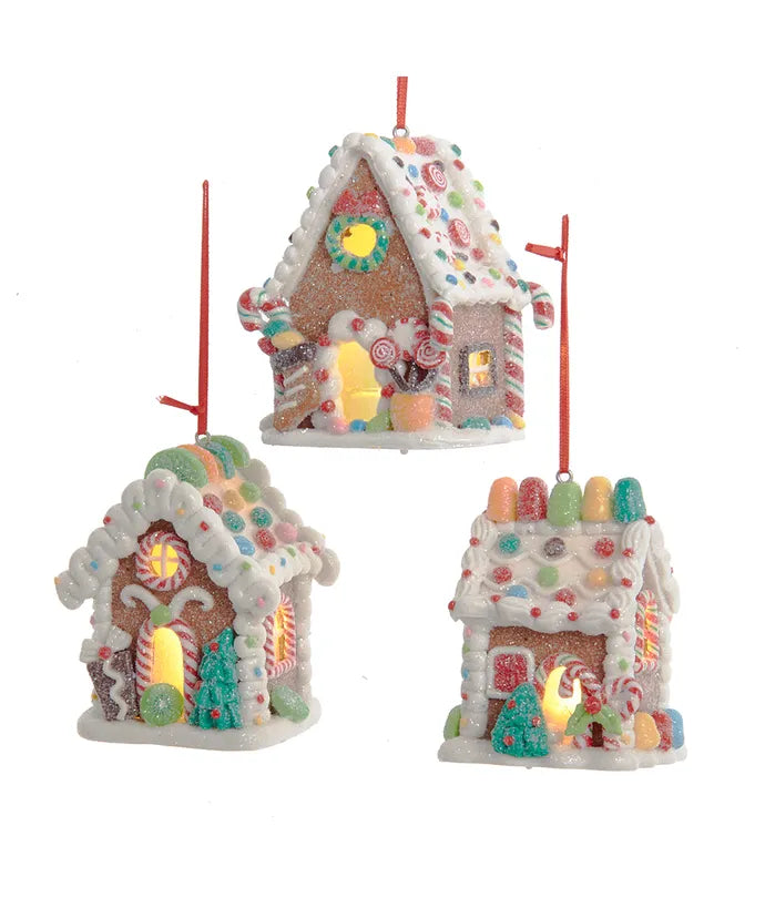 Lighted Gingerbread House Ornament, 3.75"