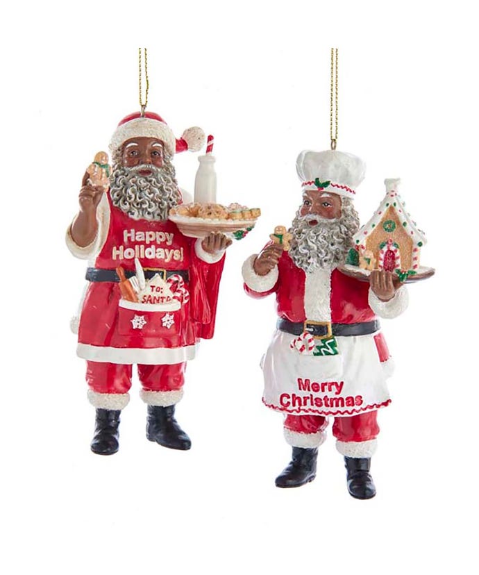 Black Santa Ornaments 5"