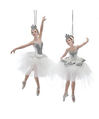 Silver and White Ballerina Ornaments, 2 Assorted, 5.25