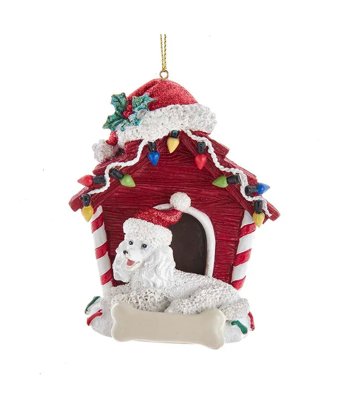 Poodle W/Doghouse Ornament 4"
