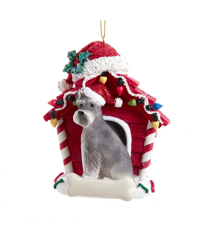 Schnauzer W/Doghouse Ornament 4"