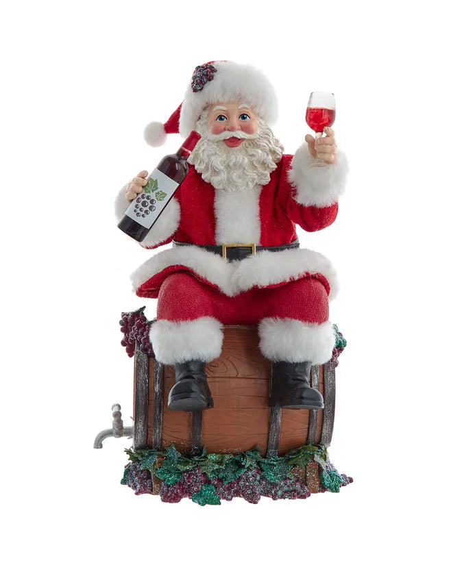 Fabriché™ Santa Sitting on Wine Barrel, 10.5"