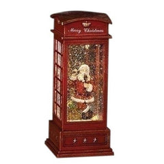 Santa in Lighted Water Phone Booth 9.75
