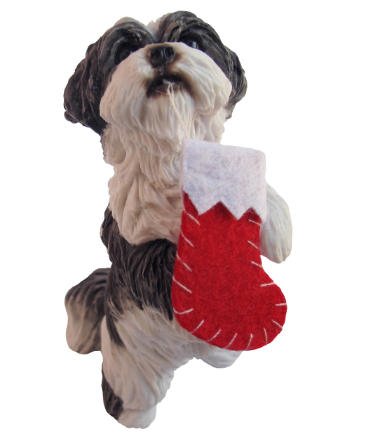 Shih Tzu Silver/White Dog Ornament