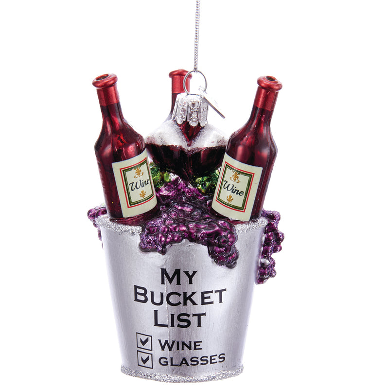 Wine Bucket List Glass Ornament 3.75"
