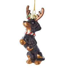 Noble Gems Glass Dachshund with Antlers Ornament, 4
