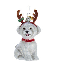 Bichon Frise With Antlers Ornament